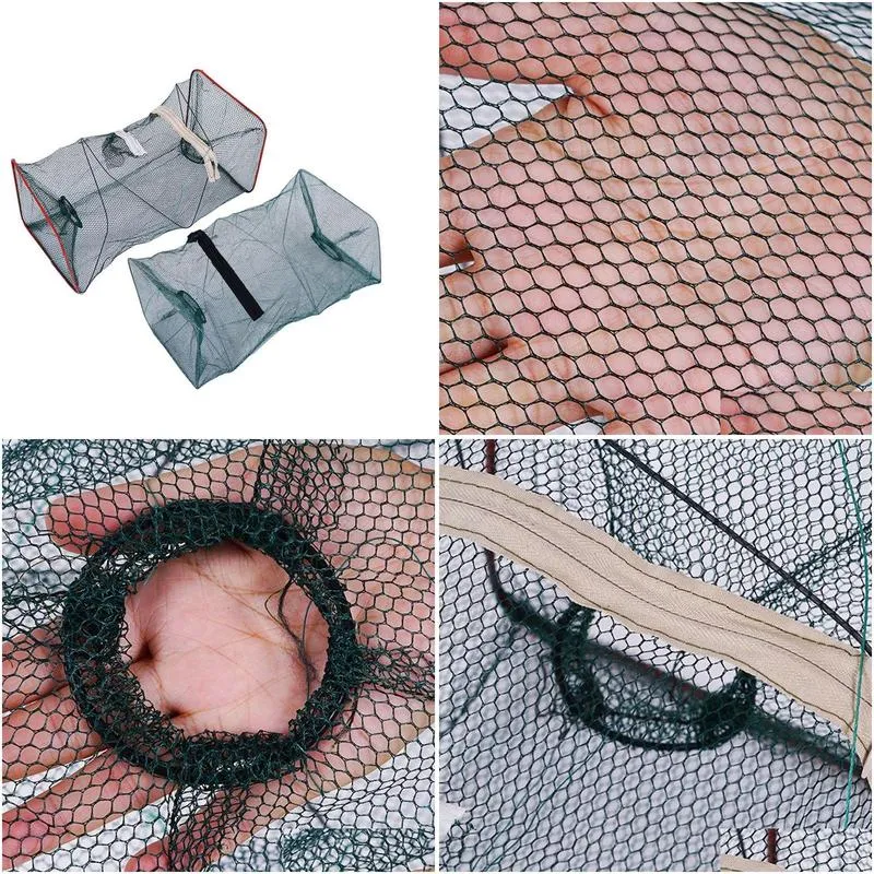 Thickened folding lobster loach net double inlet spring fish guard with bait bag fish net