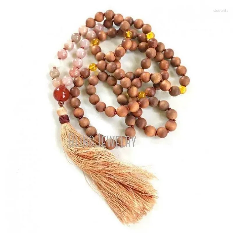 Pendant Necklaces MN21331 Mala For Happiness Sunstone Moonstone Necklace To Cleanse Negativity Sandalwood And Citrine 108 Bead