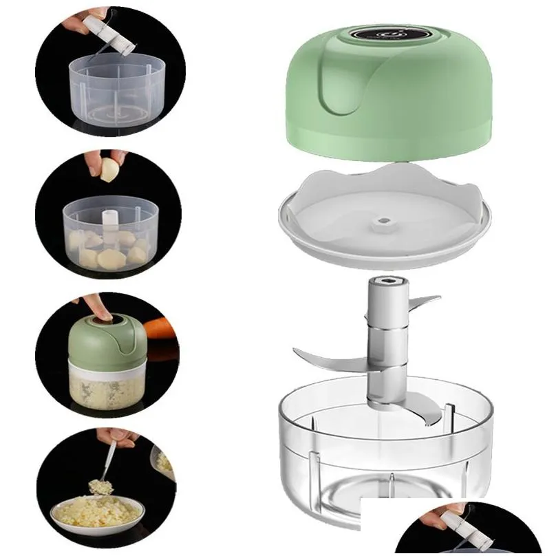 Electric Mini Garlic Chopper USB Meat Grinder Garlic Masher Machine Sturdy Durable Crushed Ginger Vegetable Crusher Kitchenware