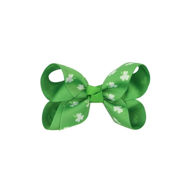 irish st. patricks day hair clips kids girls ireland shamrocks diamond hair claws kids thread clover bow barrettes baby accessories 06