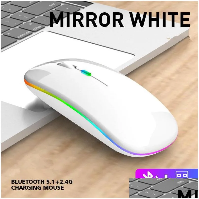 Rechargeable Wireless Bluetooth Mice With 2.4G receiver 7 color LED Backlight Silent Mice USB Optical Gaming Mouse for Computer Desktop Laptop PC