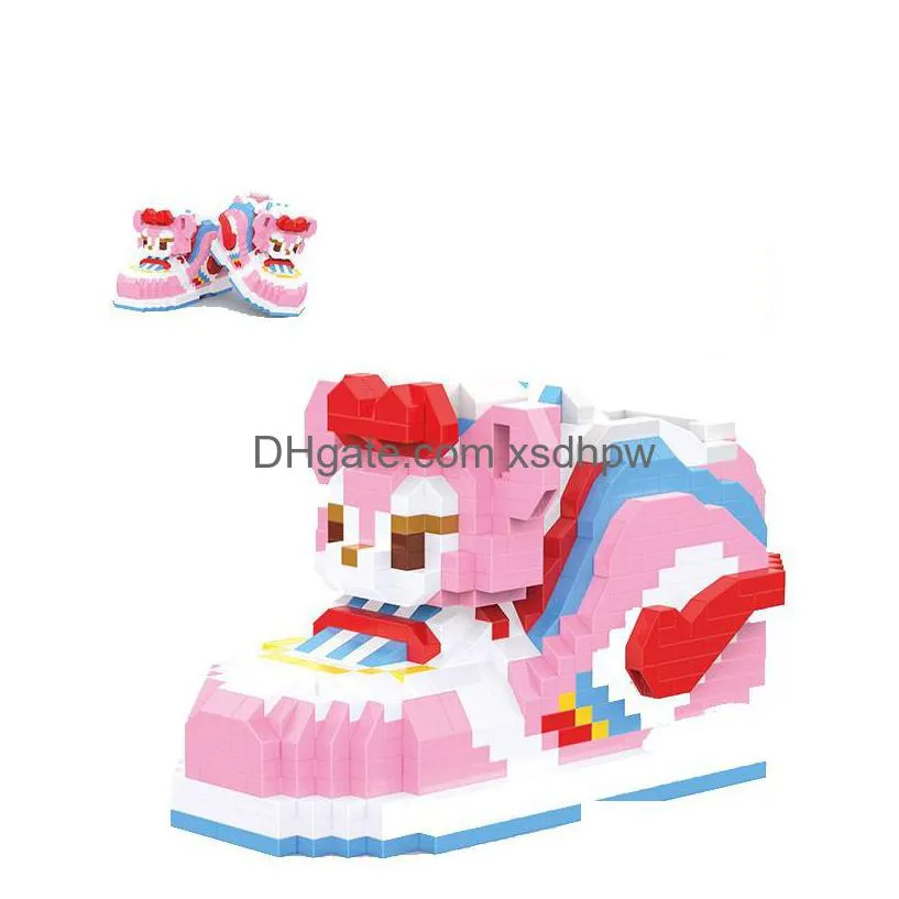 784 pieces cute cartoon model building kits mini block girls sneakers anime diy toy stress kids surprise wholesale