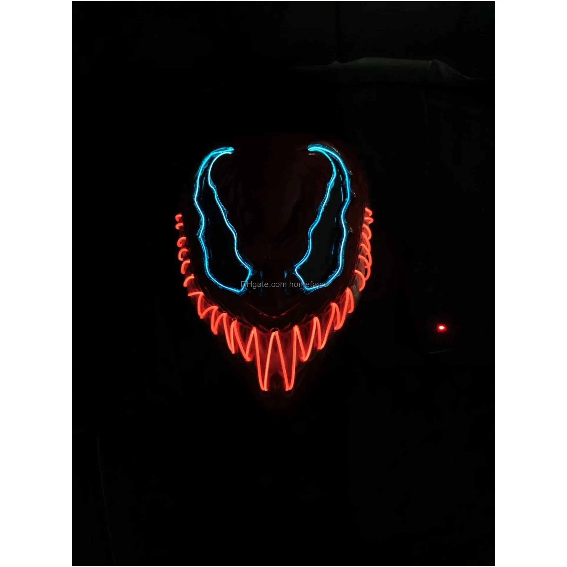 halloween party masks led light up mask for adults kids unique neon glow masks with dark and evil glowing eyes 
