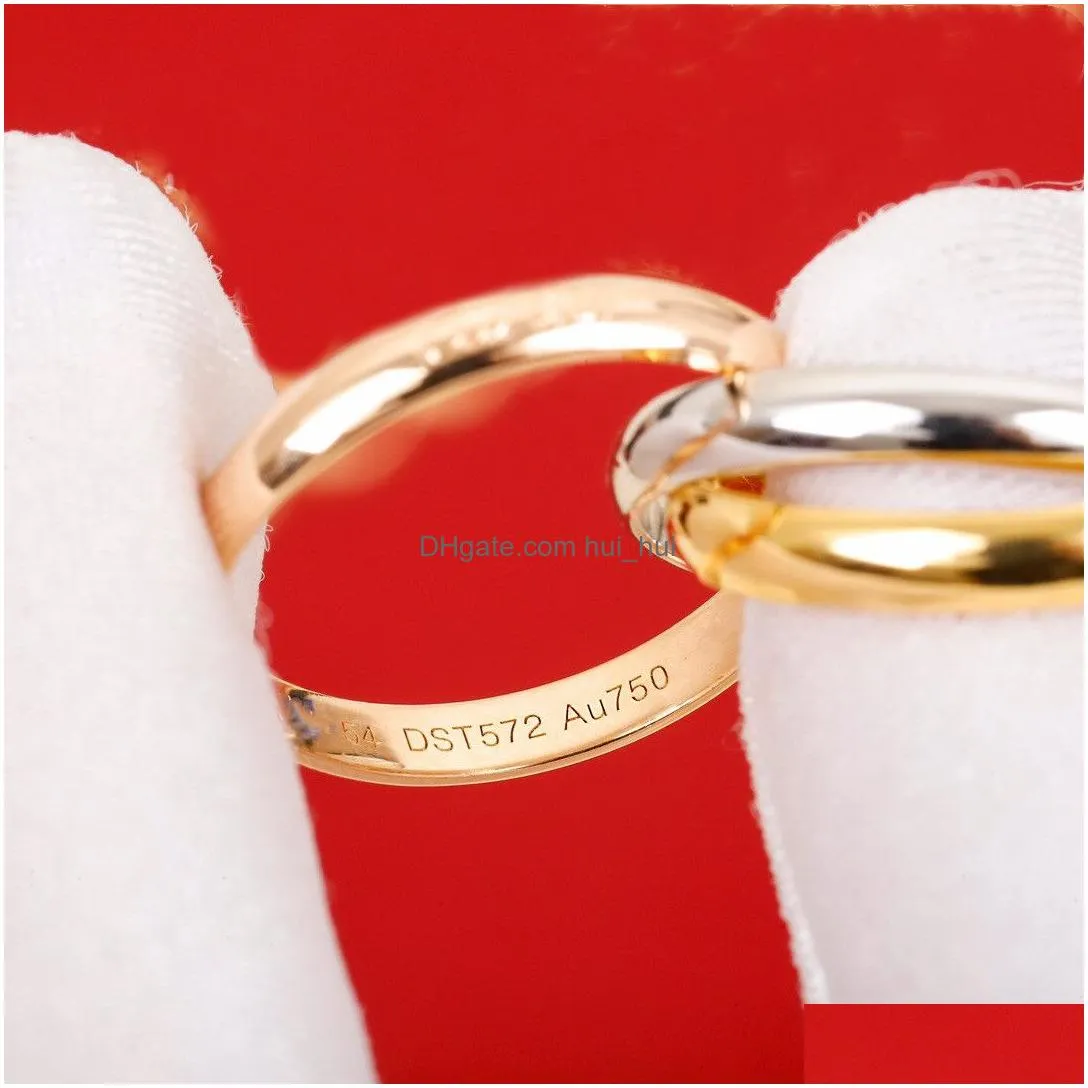 cluster rings trendy top quality classic brand europe luxury jewelry rings for women tricolor rose gold color ring gifts 220922