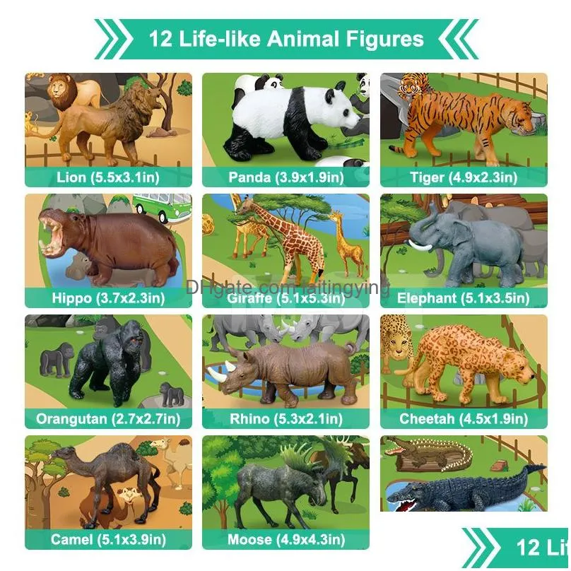 play mats 12 pieces of simulated animal modelsgame mats childrens carpet development baby crawling mats toys biology education learning toys