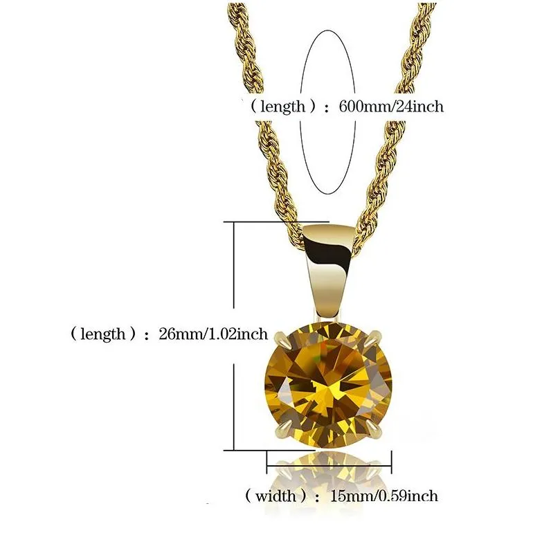 18K Gold Big Iced Out CZ Cubic Zircon Lover Pendant Necklace Chain Hip Hop Multicolor Princess Cut Round Diamond Jewelry Gifts for
