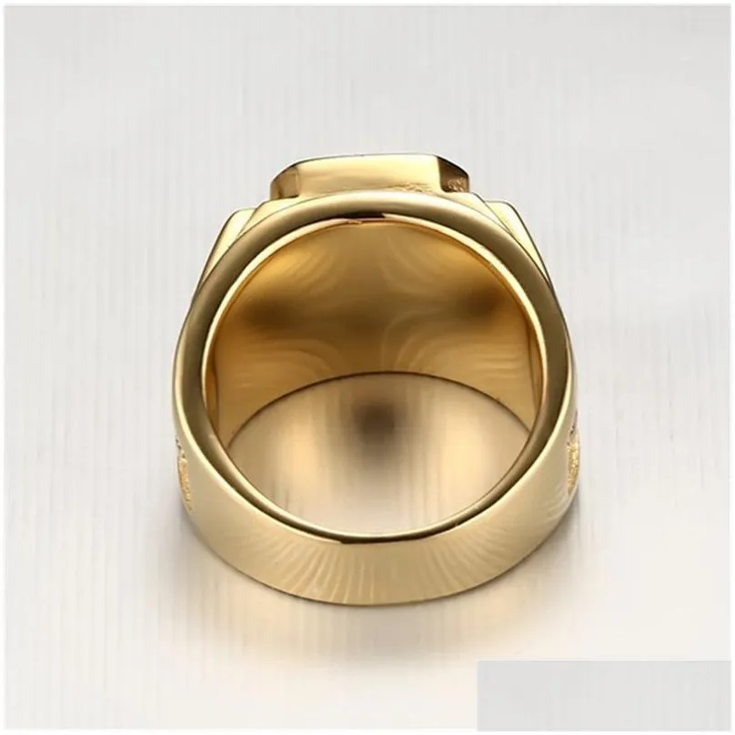 Fashion jewelry Classical Men Ring with Stone 18K gold plated Punk desinger Rings Rock Luxury Rings Trendy male ring