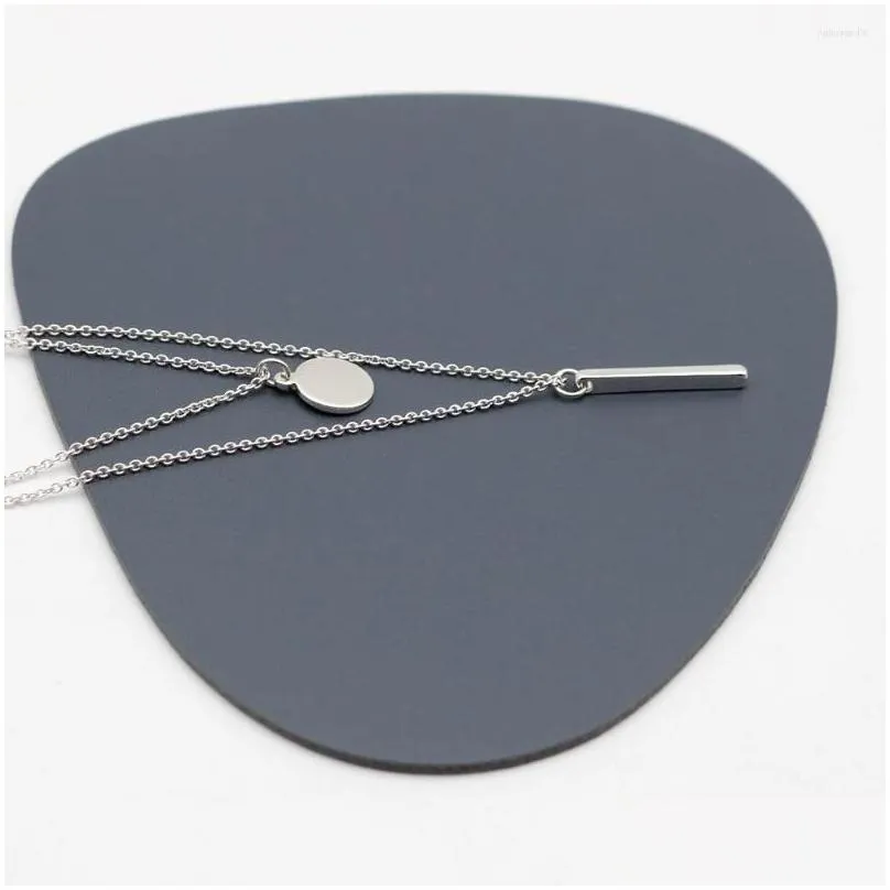 Pendant Necklaces Layered Necklace For Women Simple Choker Chain Fashion Jewelry Double Layer Round Disc Bar Charm Girl Accessories