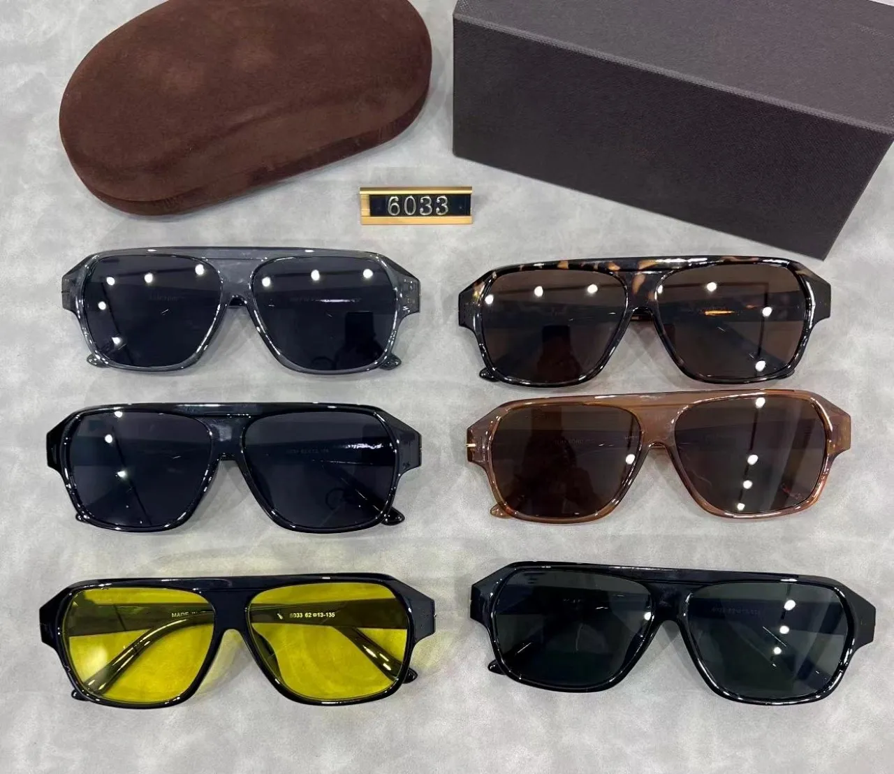 sunglasses for men women classic Summer Fashion Style Square metal and Plank Frame eye glasses UV Protection Lens 6033 Tom sunglasses