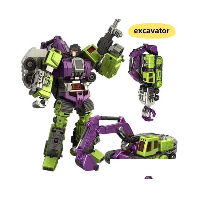 NBK Devastator Transformation Toys 6 IN1 Figure Transformater Devastator Truck Excavator Trucks Model Kit Monster Jam Trucks roboter kinder Christmas