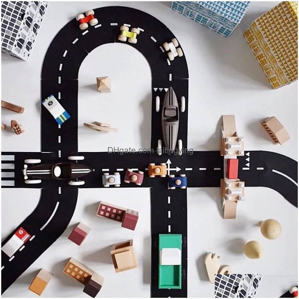 stitching car track puzzle play mat highway construction pvc kids playmat educational toys for children games carpet lj201113