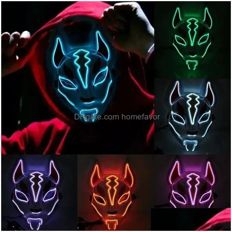 led halloween mask mixed luminous glow in the dark mascaras halloween anime party costume cosplay masques el wire demon slayer fox