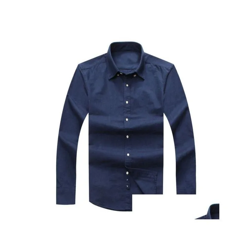 2017 autumn and winter mens long-sleeved cotton shirt pure mens casual poloshirt fashion oxford shirt social brand clothing lar