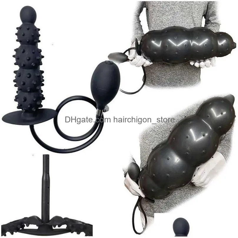  massager inflatable anal plug dildo prostate massage particle huge bead vagina dilator toy