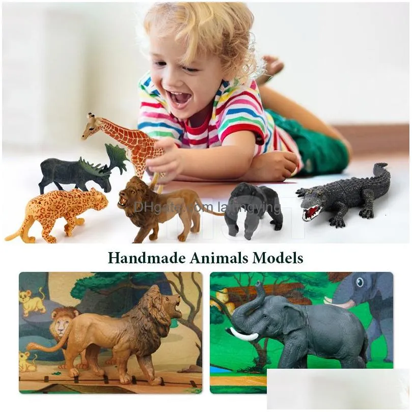 play mats 12 pieces of simulated animal modelsgame mats childrens carpet development baby crawling mats toys biology education learning toys