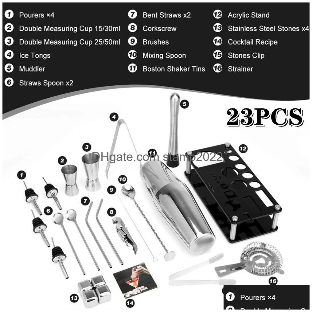 bar tools 625 pcs boston cocktail shaker set mixer bartender kit home party wine martini drink stainless steel 230829