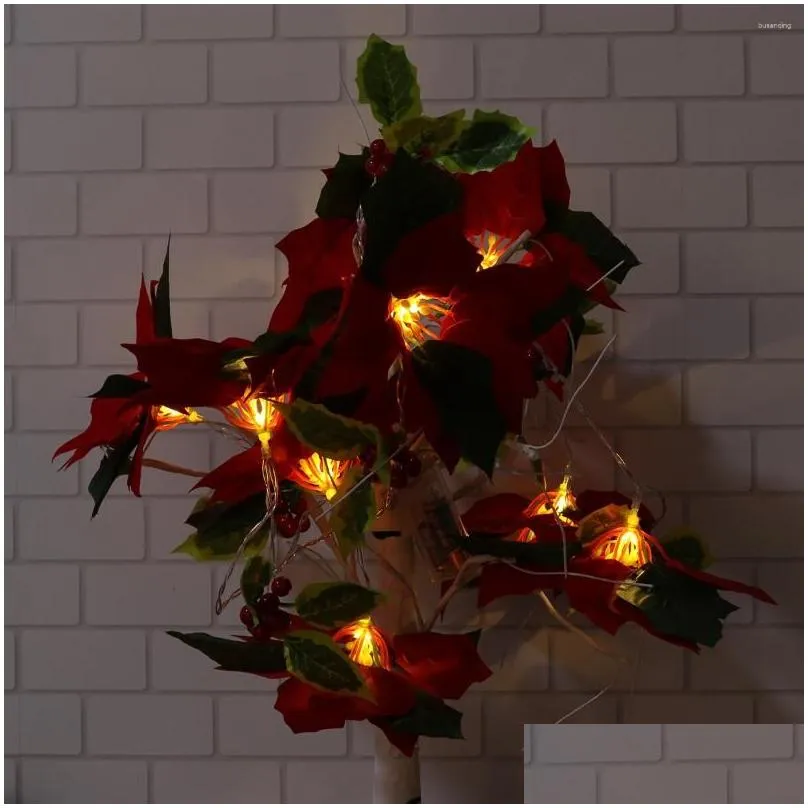 Party Decoration Christmas Flower Design Lamp 10 LED Bulbs Light String For Use (Warm White Without )