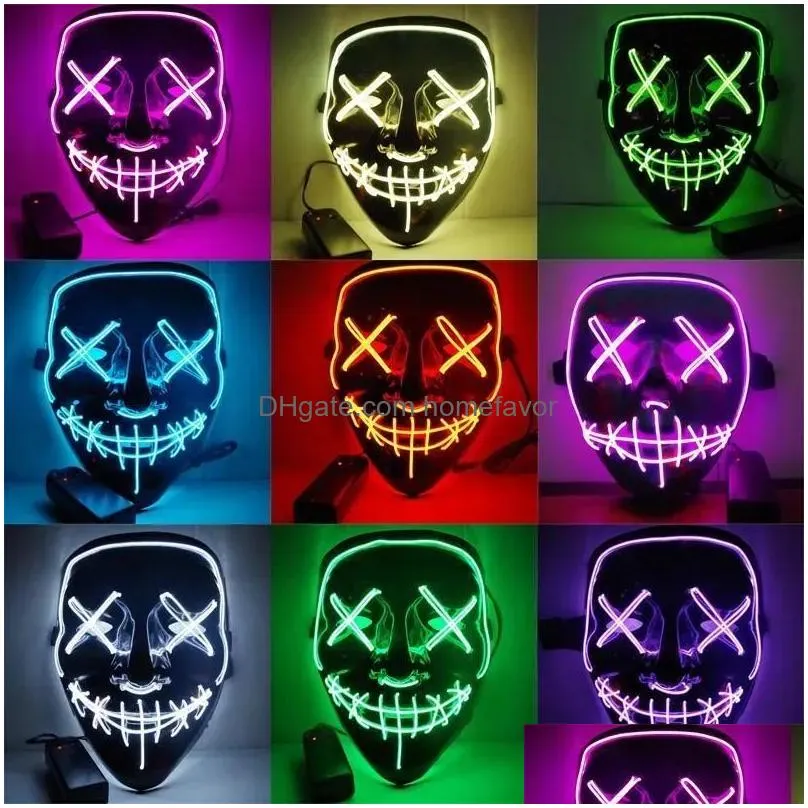 led halloween mask mixed luminous glow in the dark mascaras halloween anime party costume cosplay masques el wire demon slayer fox