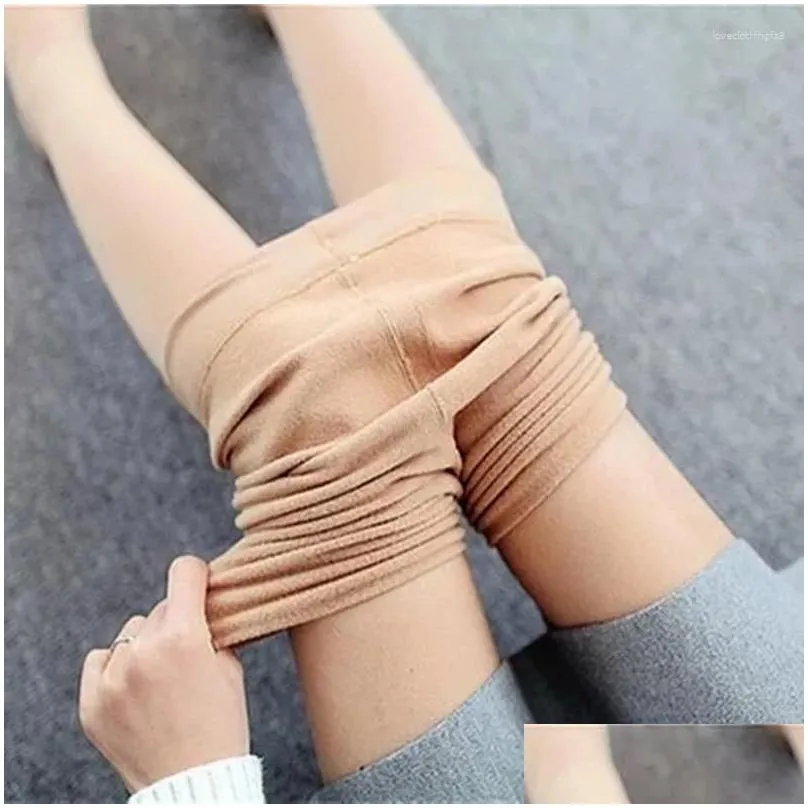 Women Socks Winter Warm Pantyhose Soild Color Fleece Stretch Tights Slim Thermal Stockings High Waist Skin Effect Leggings Female Pant