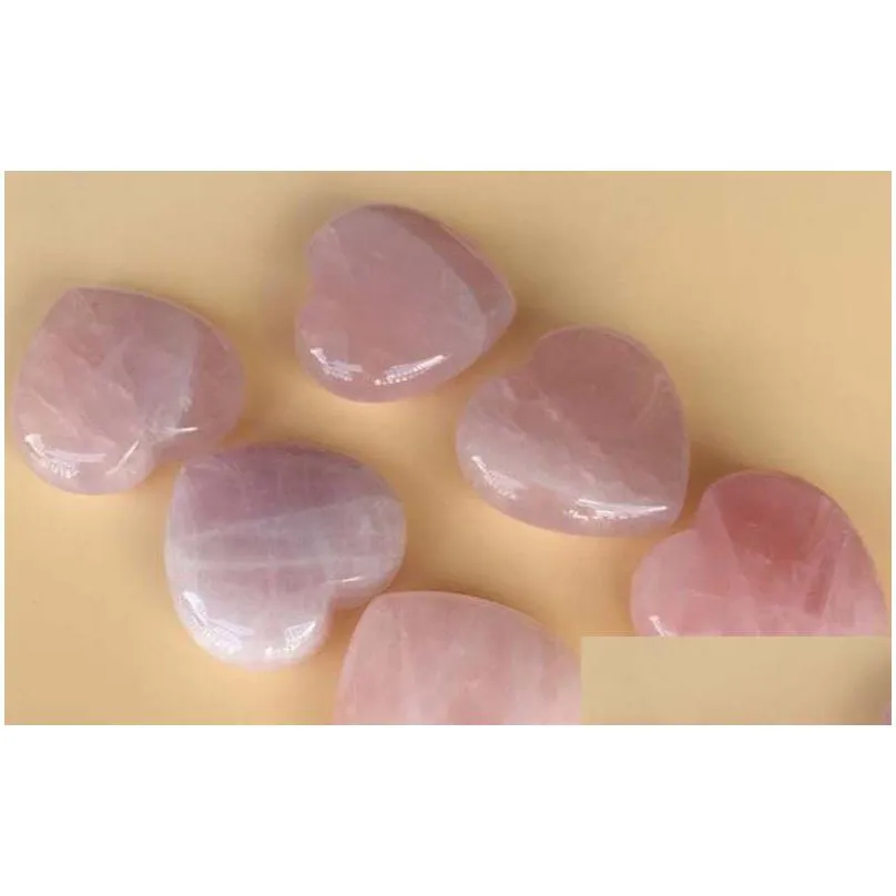 Natural Rose Quartz Heart Shaped Pink Crystal Carved Palm Love Healing Gemstone Lover Gife Stone Crystal Heart Gems