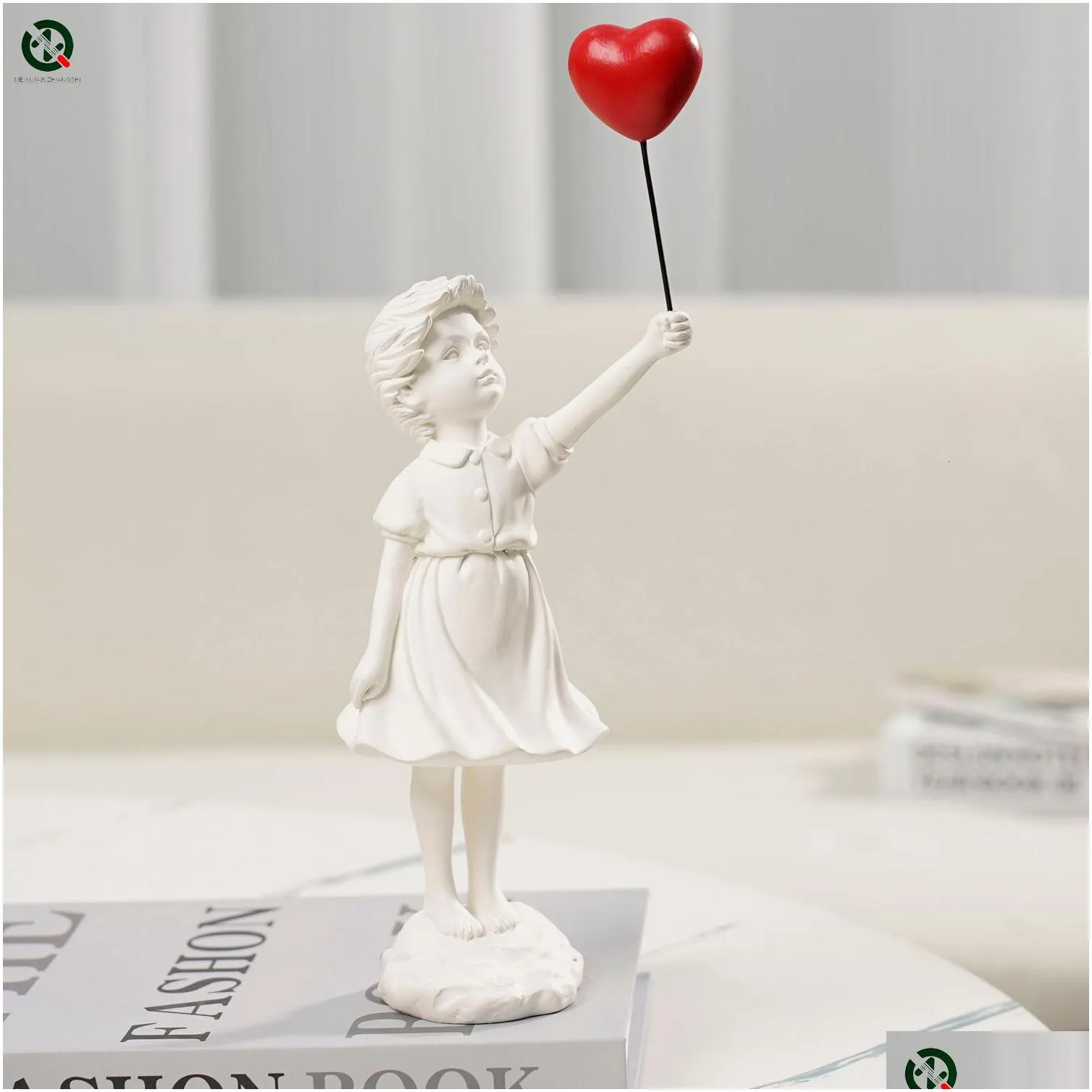 decorative objects figurines flying balloon girl figurine banksy home decor modern art sculpture resin figure craft ornament collectible statue