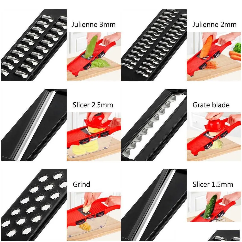 Vegetable Knife With Handle Potato Cutter Steel Blade Mandolin Slicer Potato Peeler Carrot Grater Container Slicer Kitchen Accessories