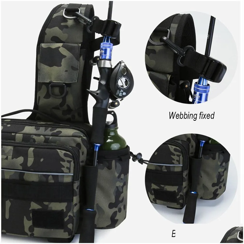 Fishing Accessories Men Fishing Tackle Bags Single Shoulder Crossbody Bag Waist Pack Fish Lures Gear Utility Storage Fishing Lures Outdoor BagsBag