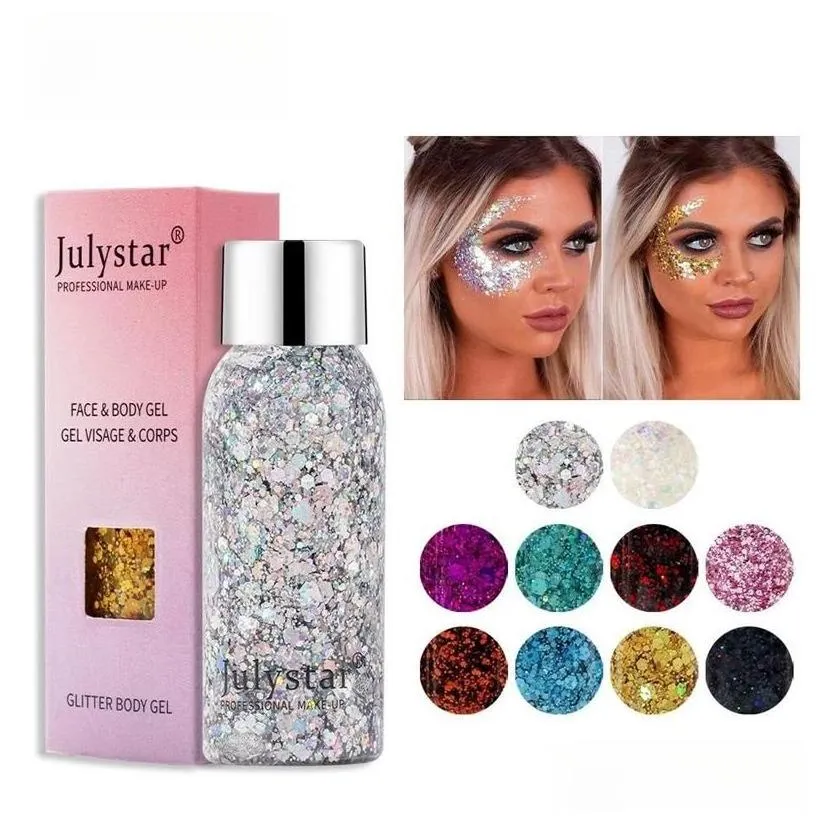 Eye Shadow Christmas Eyes Glitter Sequin For Stage Makeup Flash Eye Shadow Face Hair Body Festival Colorf Eyeshadow Gel With Box Drop