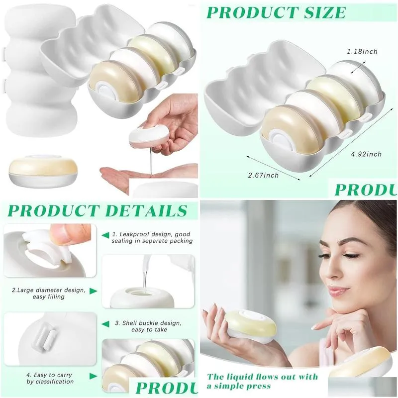 storage bottles 2 set travel pods collapsible round liquid lotion for portable shampoo soap container box dispenser push type