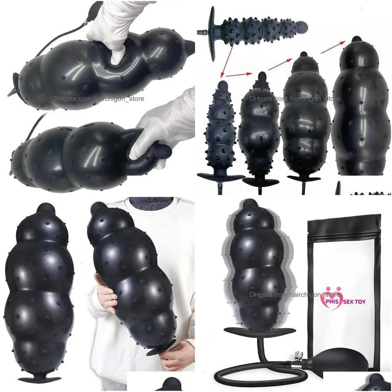  massager inflatable anal plug dildo prostate massage particle huge bead vagina dilator toy