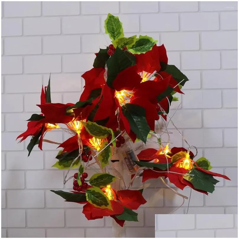 Party Decoration Christmas Flower Design Lamp 10 LED Bulbs Light String For Use (Warm White Without )