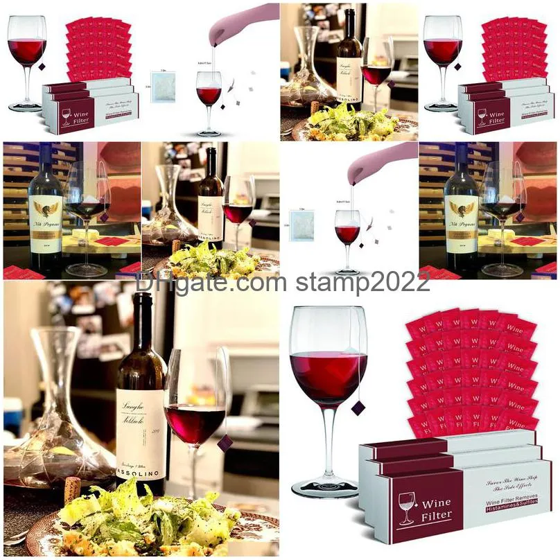 bar tools wine filter removes sulfites and histamines eliminates headaches reduces wine allergies 36 pieces 230829