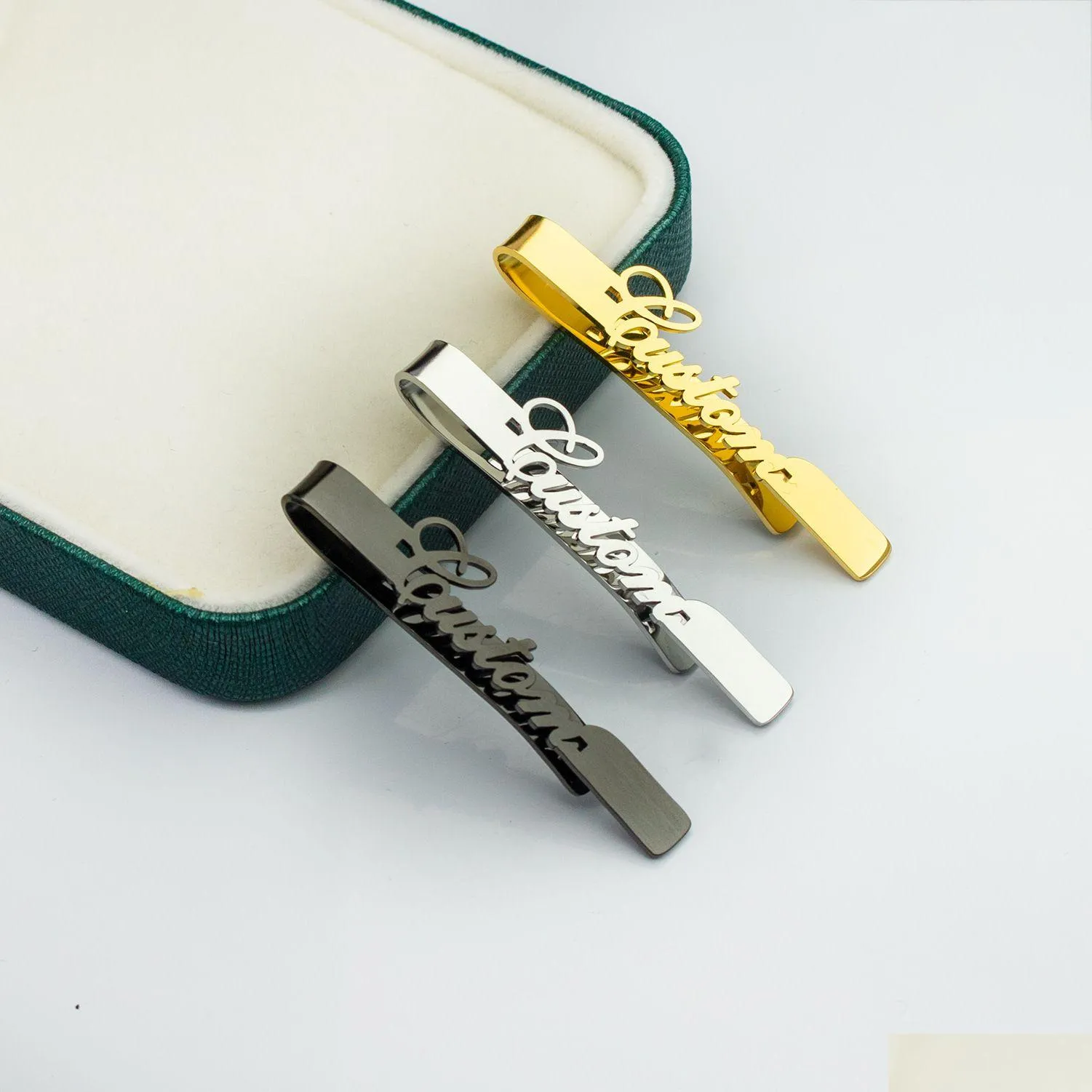 personalized mens tie clip diy french style stainless steel polished name tie clip fathers day gift