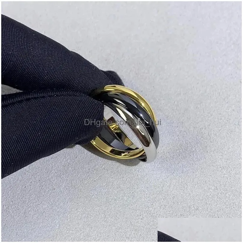 cluster rings trendy top quality classic brand europe luxury jewelry rings for women tricolor rose gold color ring gifts 220922