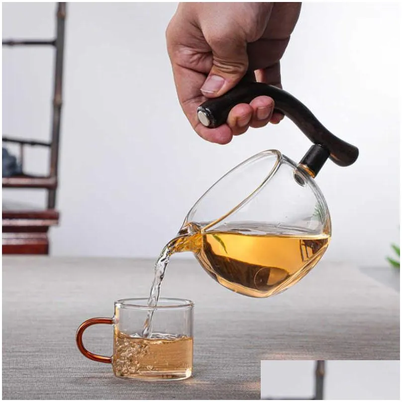 Latest High borosilicate glass automatic tea set magnetic suction water palace lamp modeling kungfu tea glass pot tea set