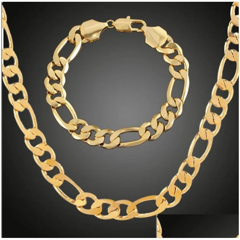 chain 18k pure gold fine figaro chain necklace bracelet drop set adhesive delivery jewelry necklace pendant dhqbl