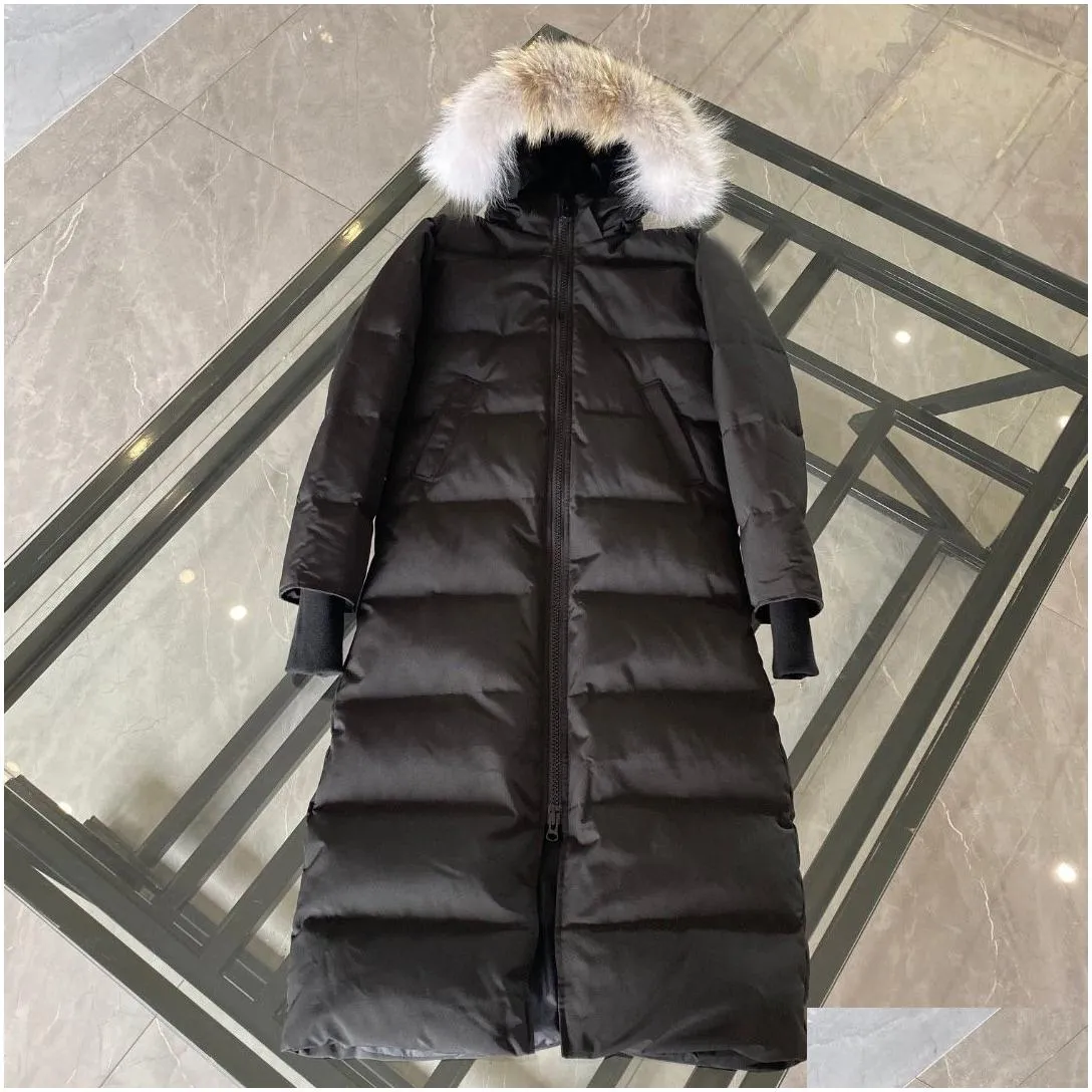 designer winter puffer jacket womens coat canadian mystique coyote fur winter thickened womens extra long hooded coat Long parka down Jacket 3035L