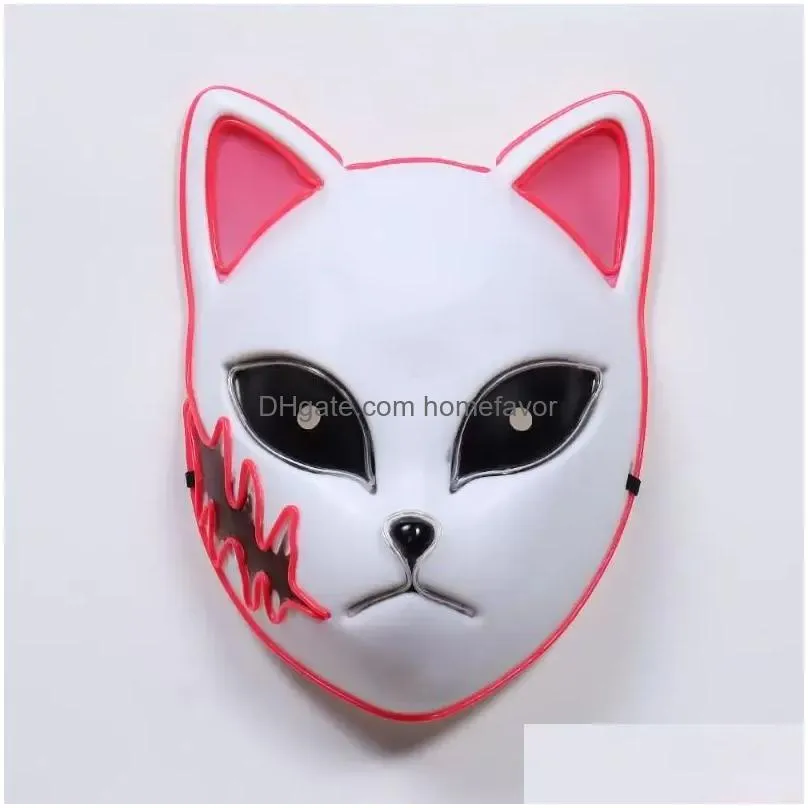 party masks demon slayer tanjirou mask sabito mascarilla anime makomo cosplay masques halloween costume mascaras led