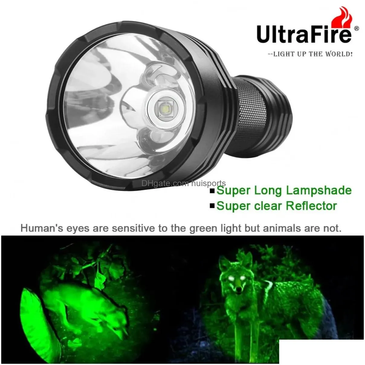 flashlights torches c8 led outdoor strong red/green light flashlight using 18650 handheld torch for tactical hunting waterproof lantern