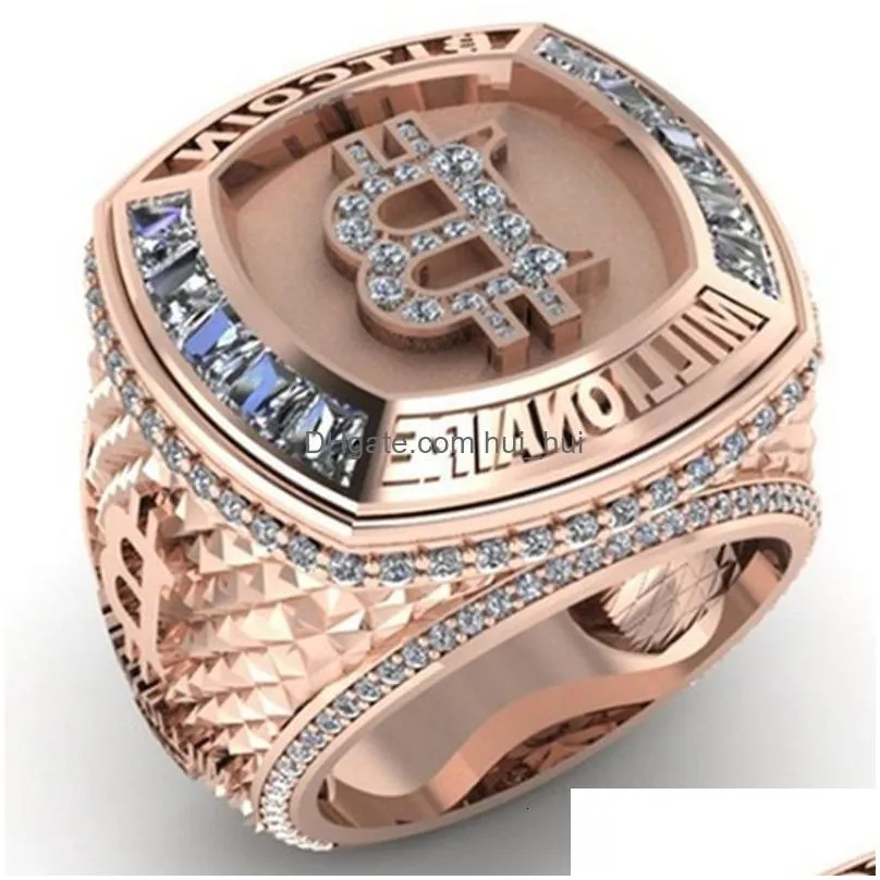 band rings megin d rose gold bitcoin symbol millionaire commemorative coin vintage rings for men women couple friends gift jewelry anillos