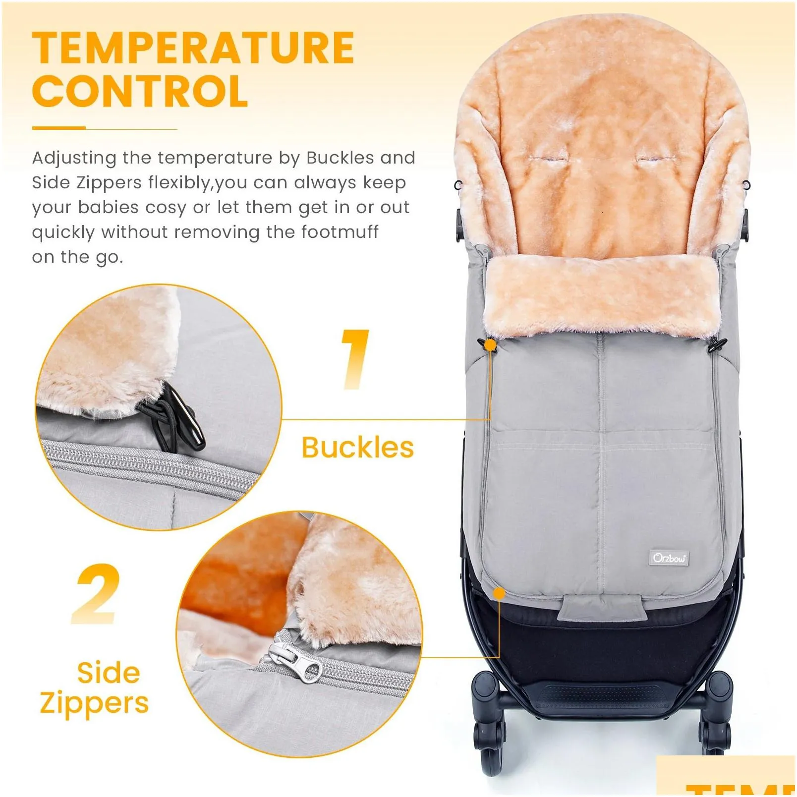 Sleeping Bags Orzbow Luxury Baby Stroller Sleeping Bags Warm Children Stroller Footmuff kids Bunting Bags bron Envelope Waterproof