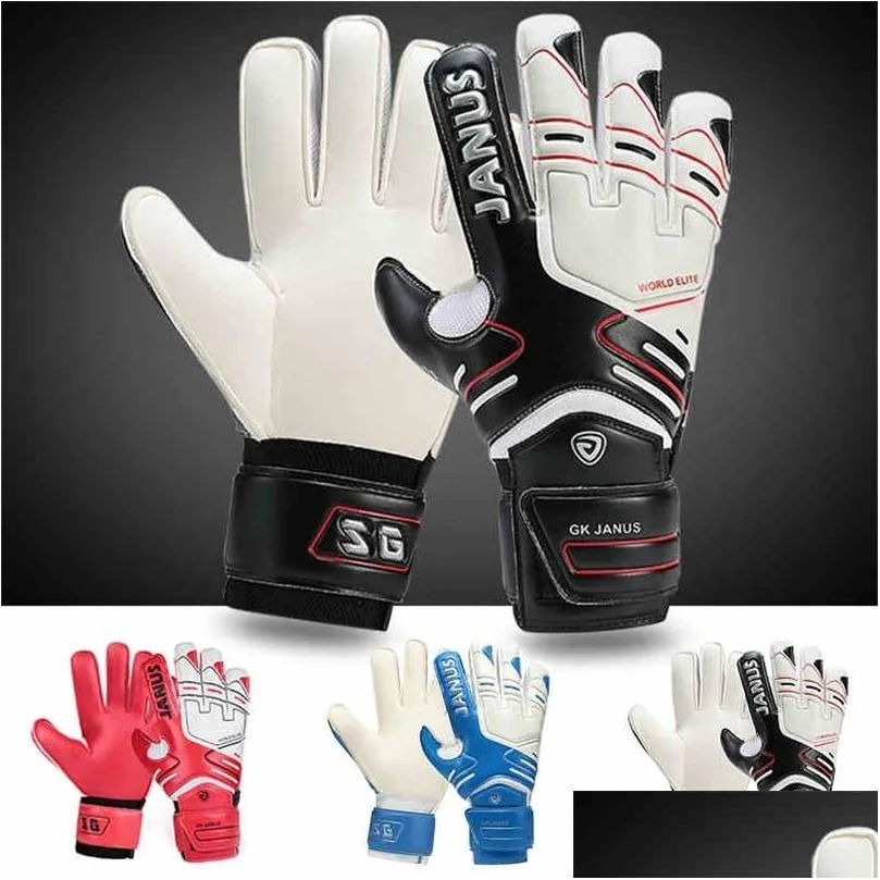 JANUS Full Latex Mesh Professional Football Goalkeeper Thicken Finger Protection Guard Goalie Soccer Gloves 220613