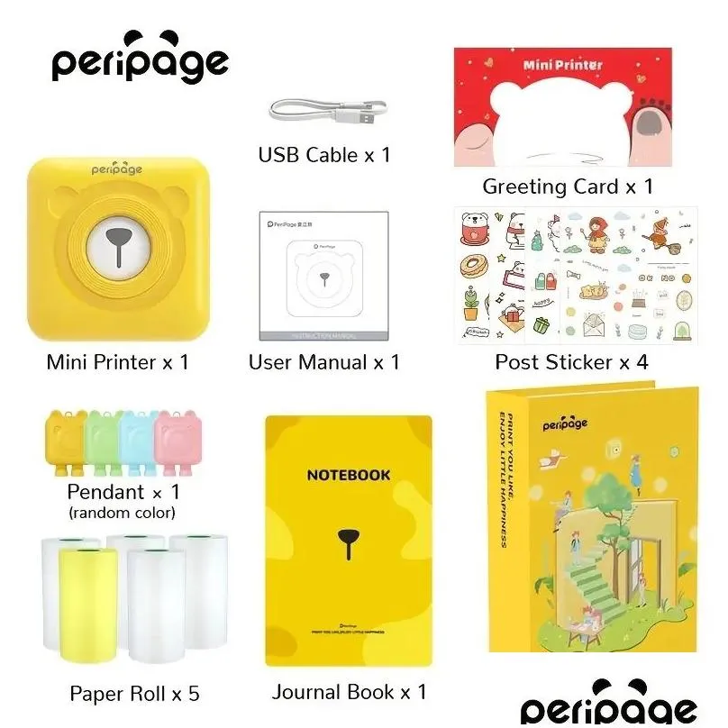 Peripage A6 Mini Printer Gift Box: The Perfect Gift for the Big Game - Bluetooth Portable Thermal Printer with USB Connect & 203 DPI!