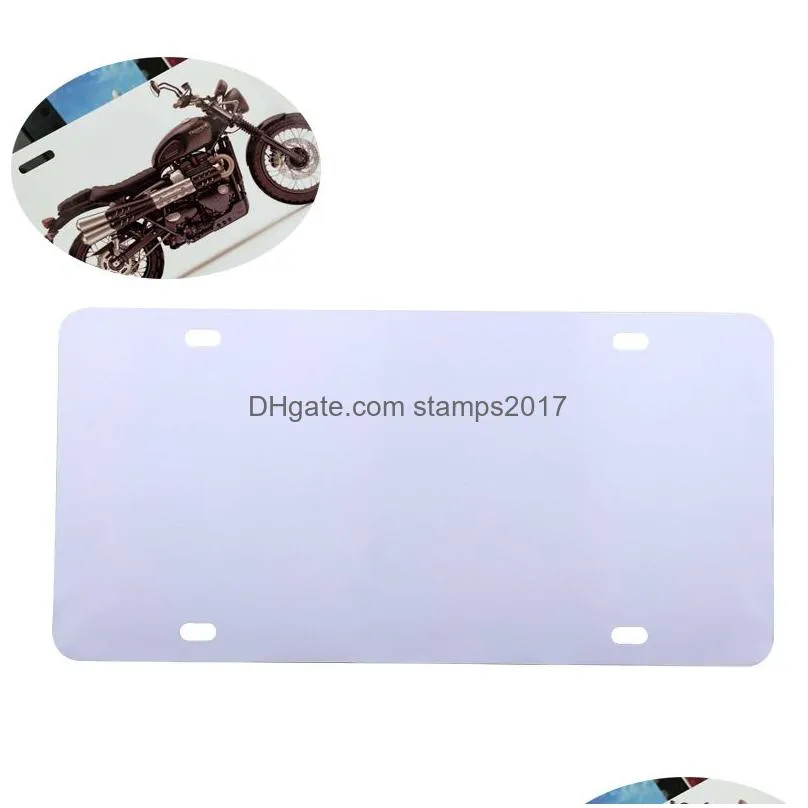 diy sublimation blank 4 hole metal license plate creative heat transfer gift party supplies 12x6inch