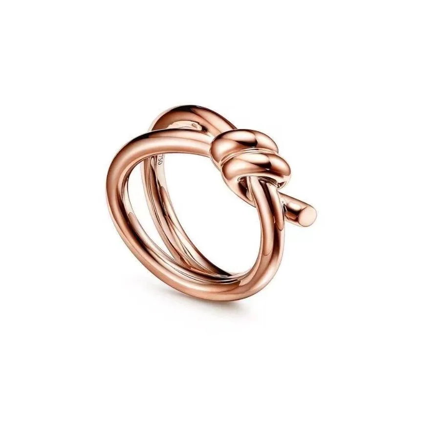 designer ring ladies rope knot ring luxury with diamonds fashion rings for women classic jewelry 18K gold plated rose wedding