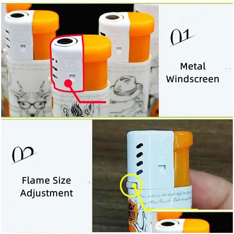  windproof torch lighter red flame  gas refill cigarette lighter butane inflated plastic lighters 25 pcs per pack gadgets