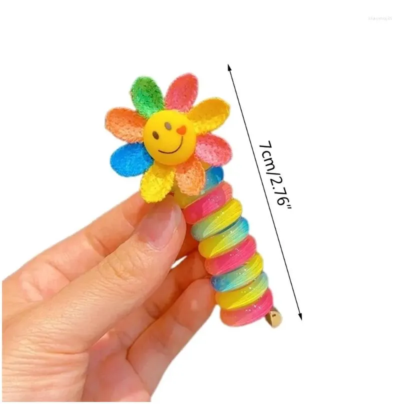 Hair Accessories Elastic Ties For Kids Cute Colorful Ponytail Holder Lovely Charm Scrunchies With Adjustable Curly Design