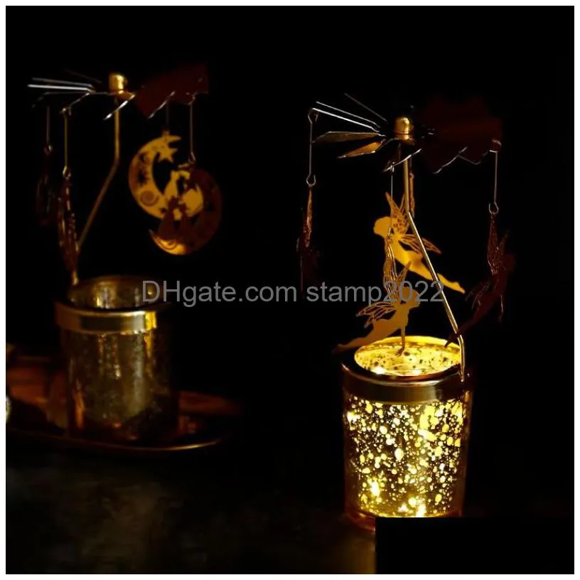 candle holders romantic valentines day gift rotating angelrosexmas snowflake stick tea lamp holder for home party decoration 230403