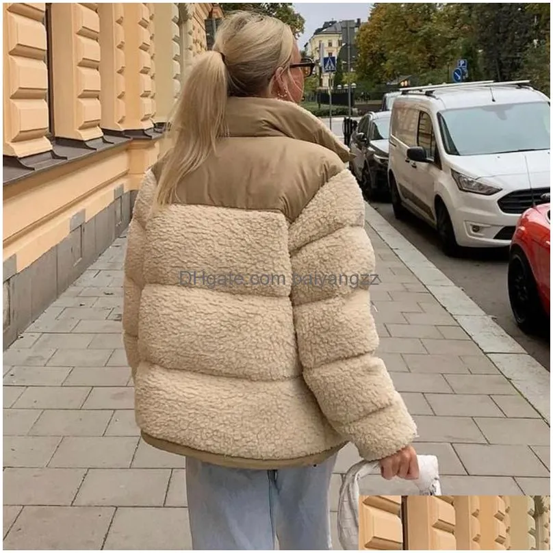 womens jackets winter fleece jacket women faux shearling outerwear coats female suede fur coat men warm thickened lamb puffer