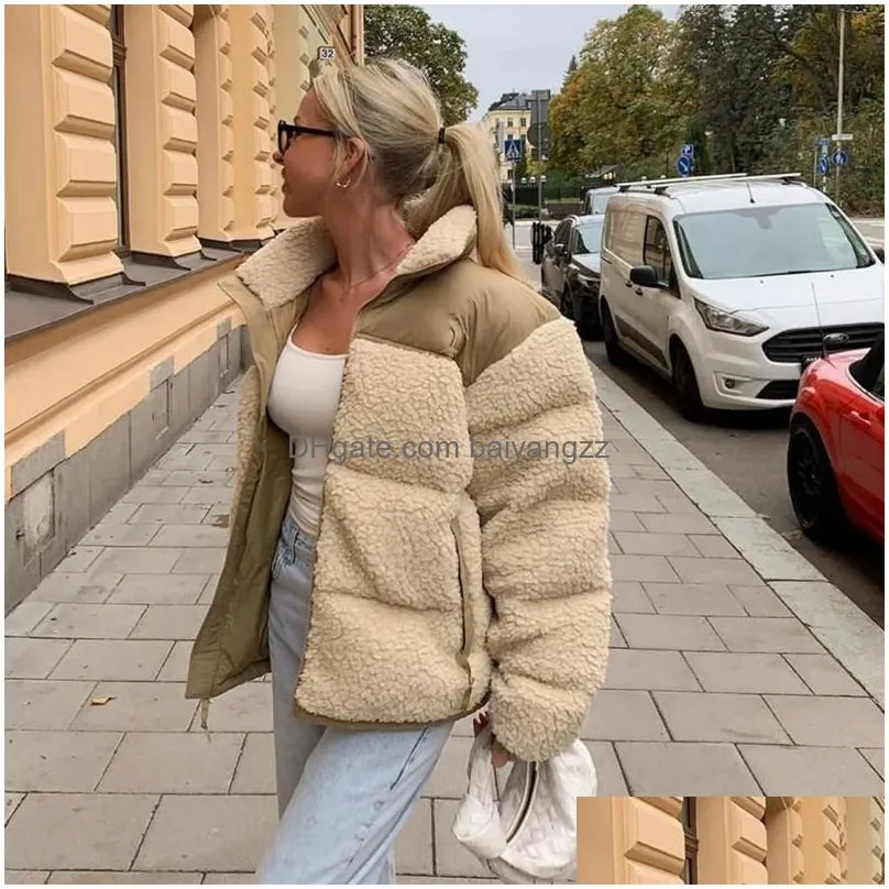 womens jackets winter fleece jacket women faux shearling outerwear coats female suede fur coat men warm thickened lamb puffer